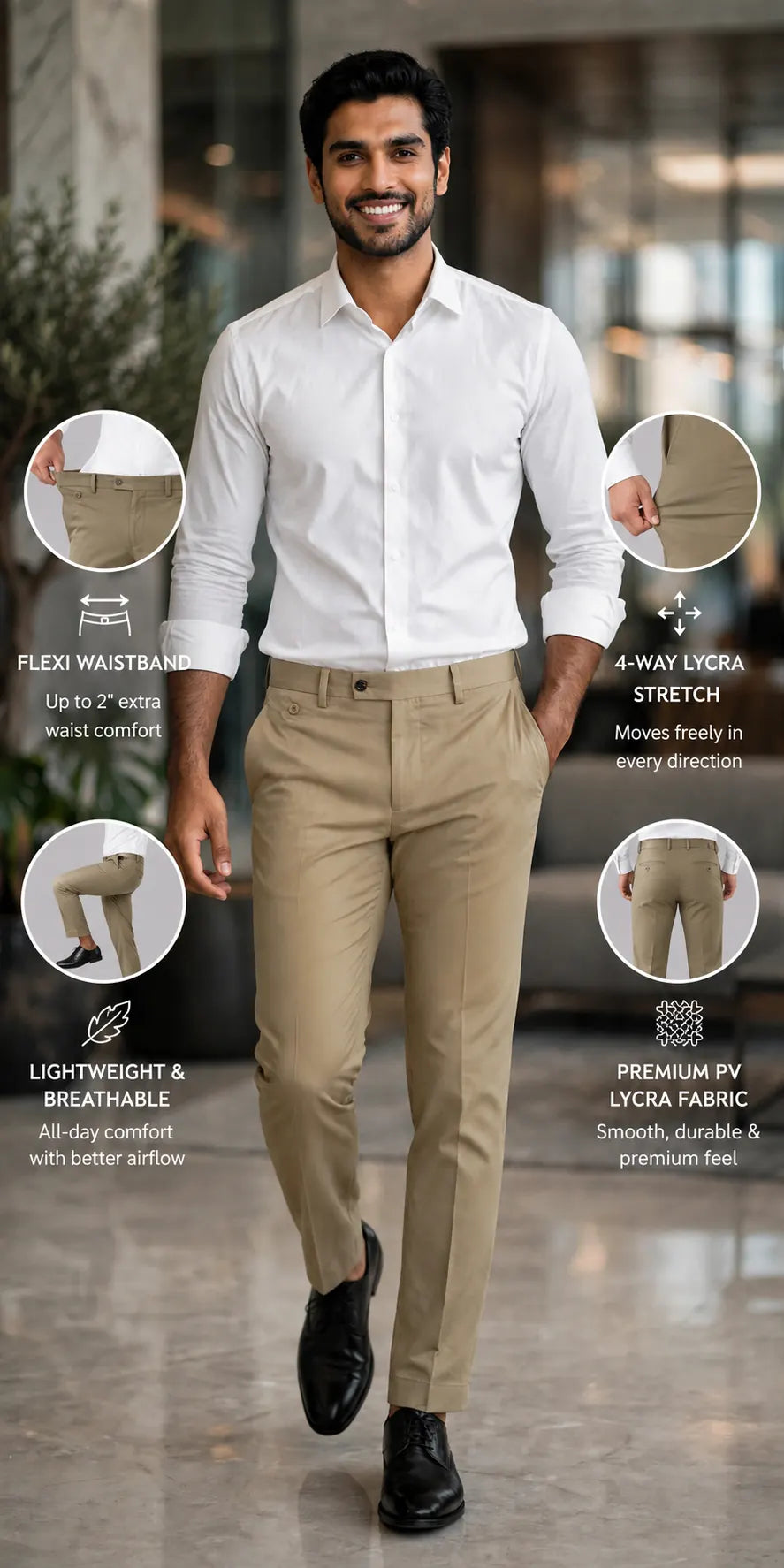 Ultra Stretch Comfort Plus Beige Pants