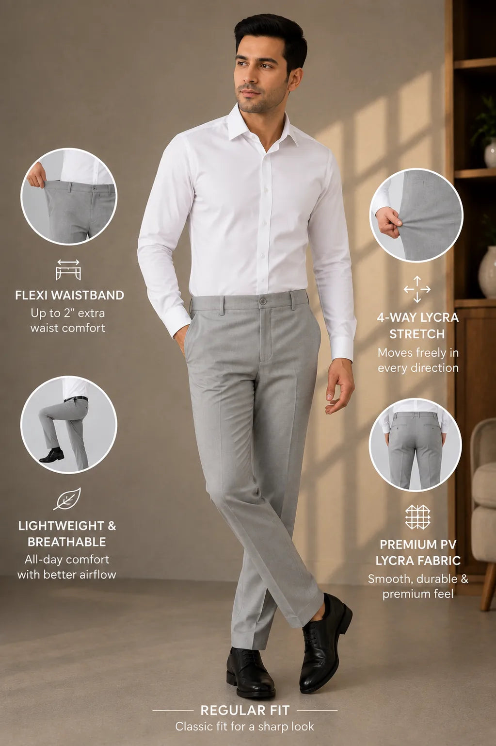 FlexiFit Smart Ease Grey Pants